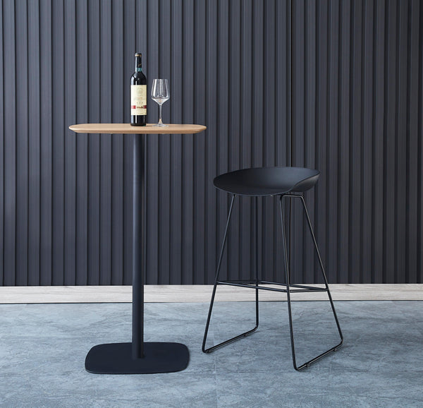 Metal bar stool with black seat