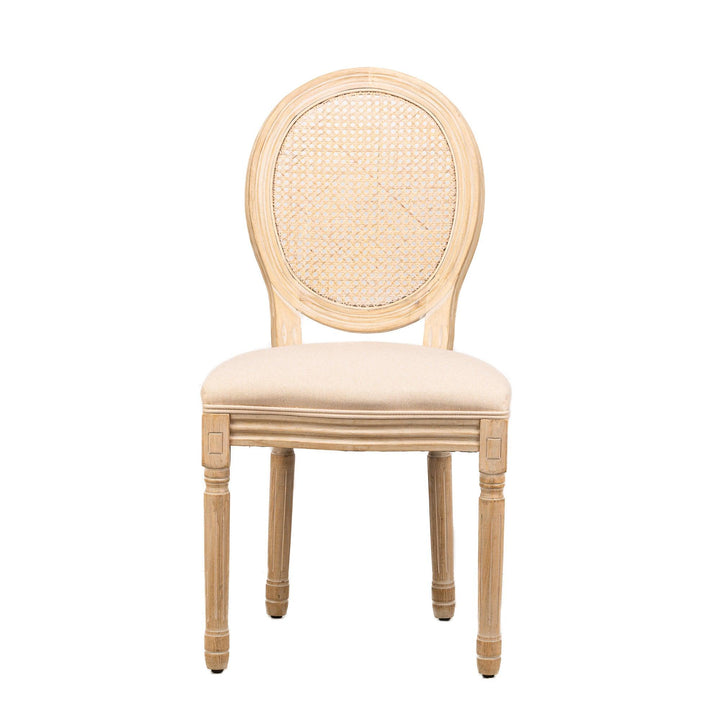 Set of 2 wooden chairs with beige fabric seat