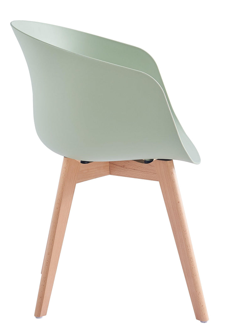 Set of 4 Scandinavian chairs in wood and mint green polypropylene