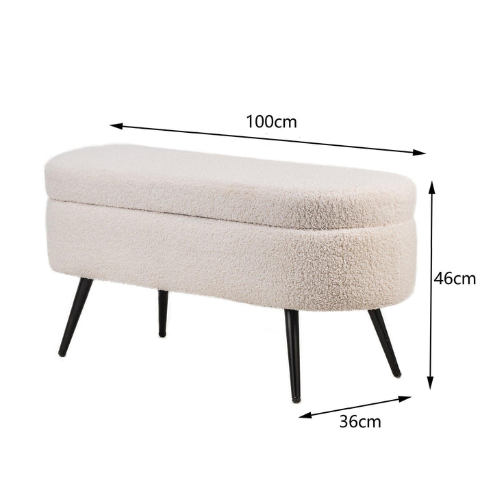 Metal bench with white wool