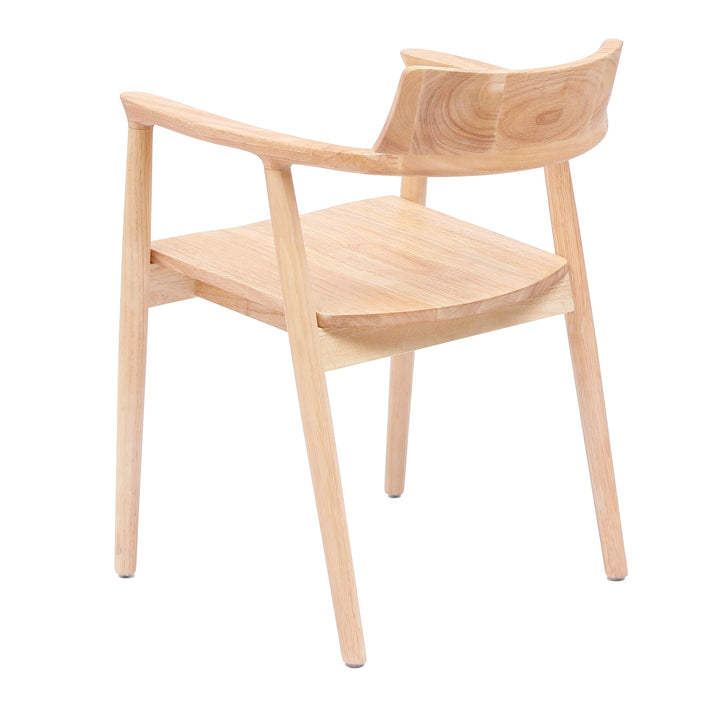 Set of 2 solid wood chairs with natural-colored armrests