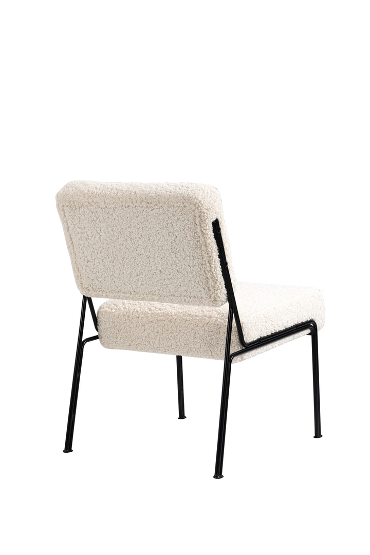 Metal lounge chair with white wool