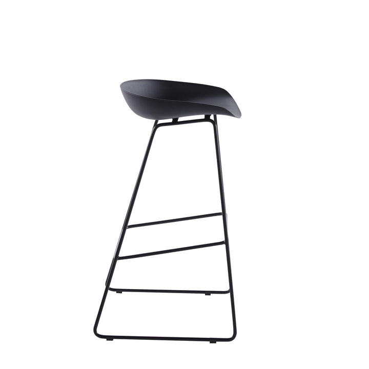 Metal bar stool with black seat