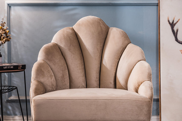 Retro metal and beige velvet armchair