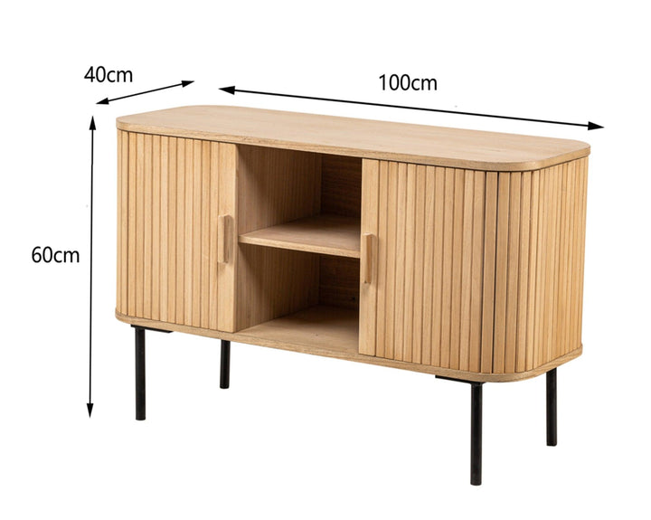 2-door wood and metal TV stand