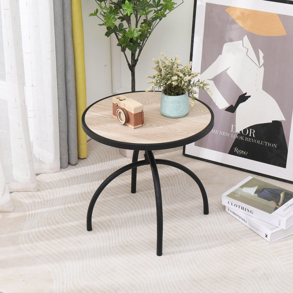 Metal and wood side table