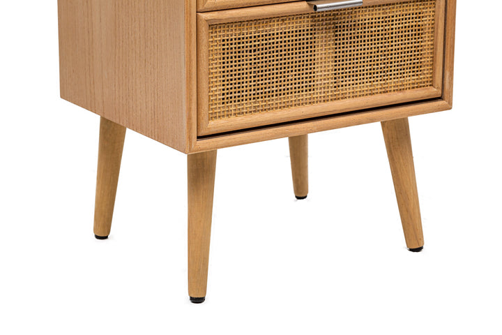 3-drawer chiffonier in wood and natural rattan