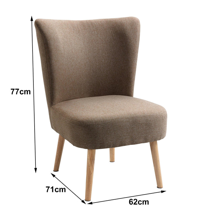 Armchair in beech and brown fabric