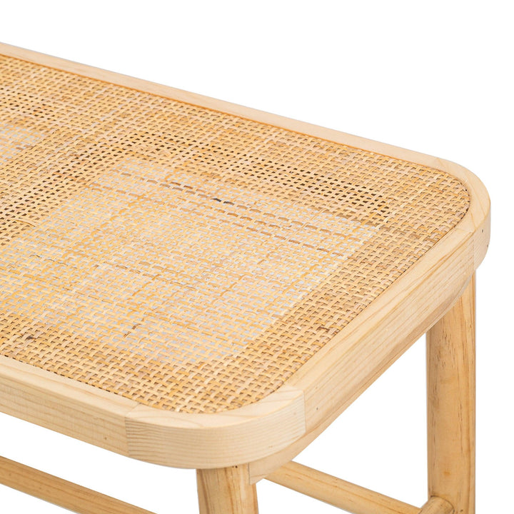 Bench with storage in solid pine and rattan