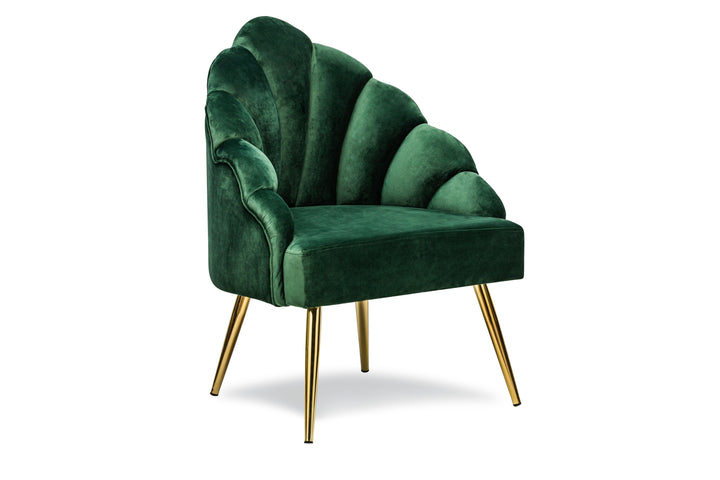 Retro armchair in metal and green velvet