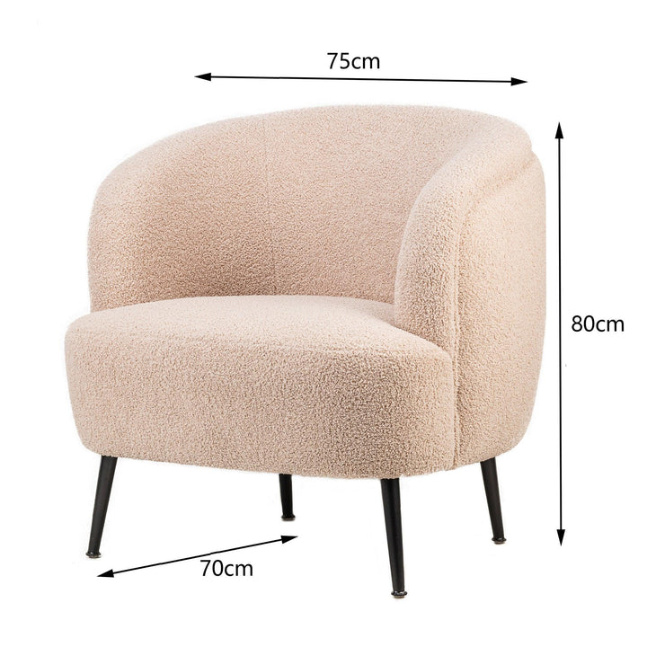 Metal armchair with beige wool