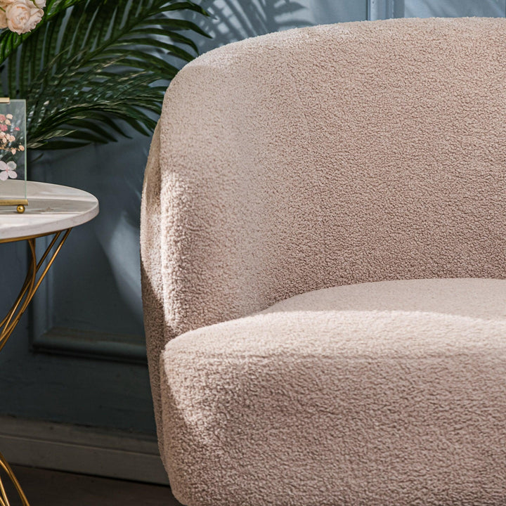 Metal armchair with beige wool