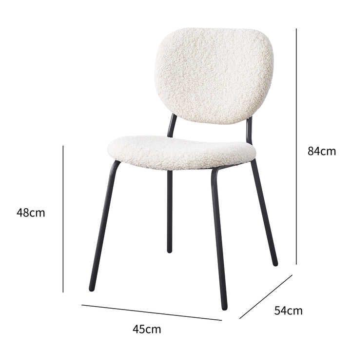 Set of 2 Scandinavian metal chairs with white wool