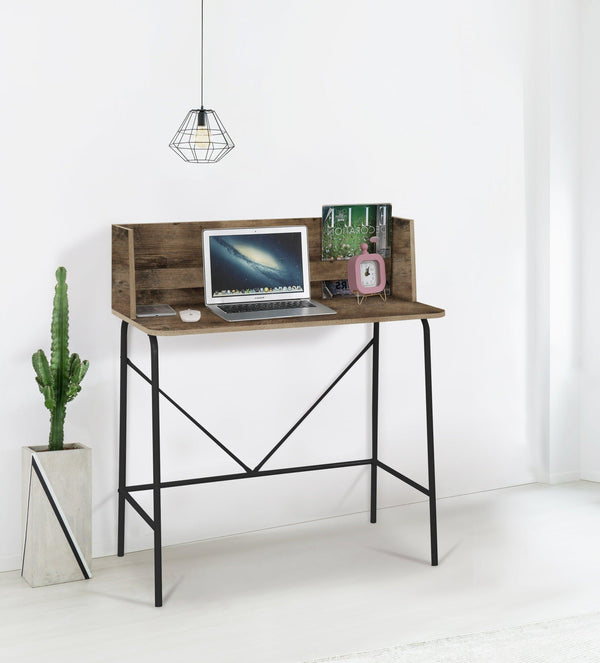 Brown metal and wood desk