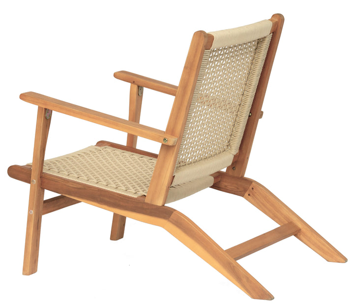 Garden armchair in solid acacia and rope