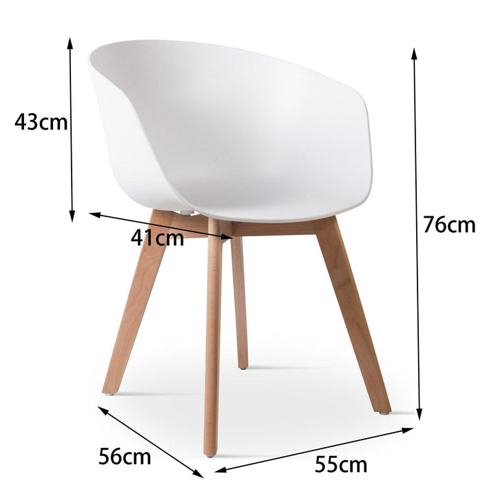 Set of 4 Scandinavian chairs in wood and white polypropylene