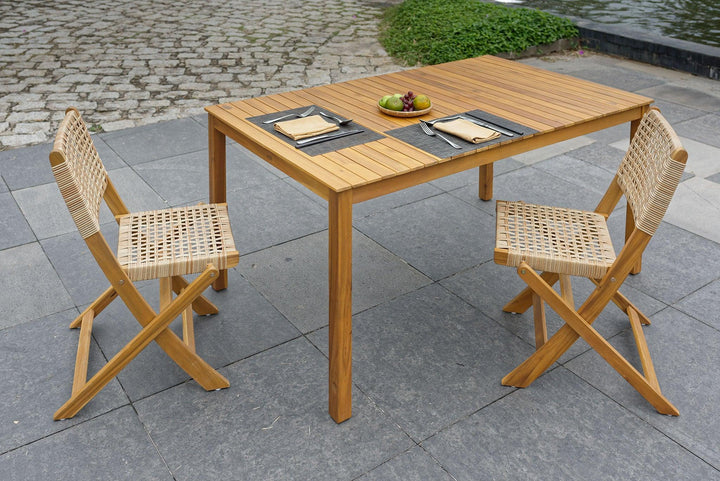 6 person outdoor dining table in acacia wood