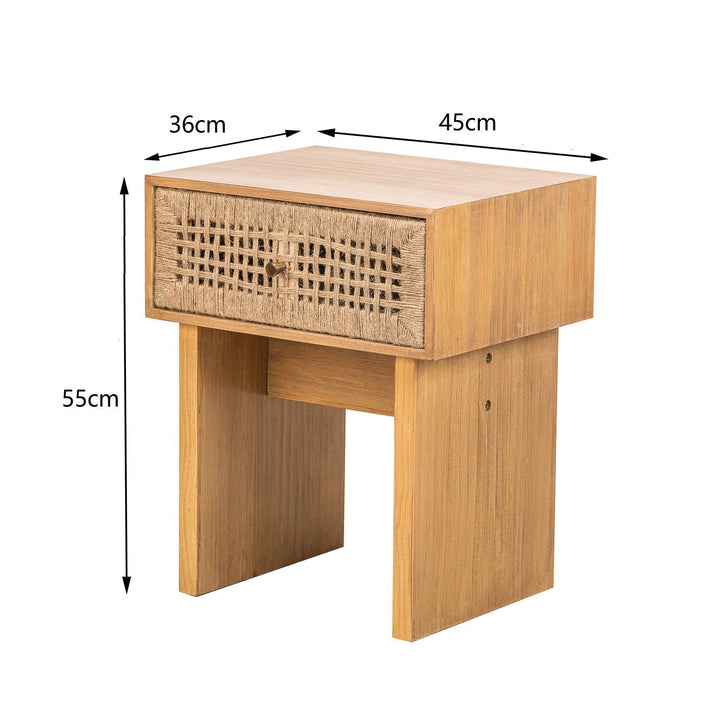 1-drawer bedside table in natural rope