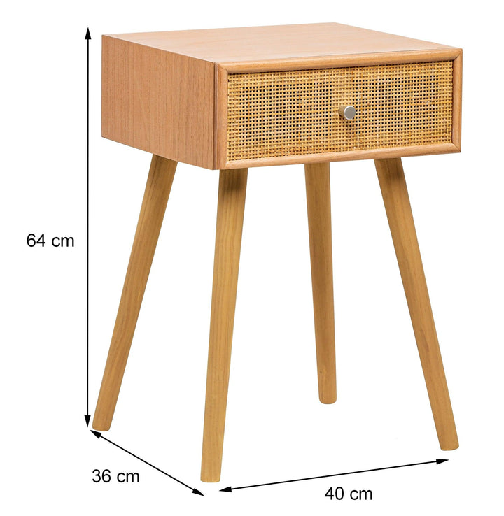 1-drawer bedside table in natural rattan