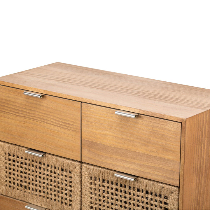 3-drawer chest in wood and natural rope