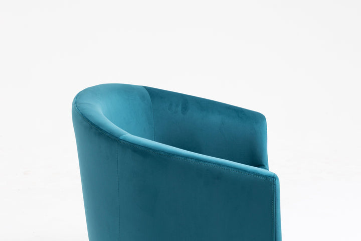 Duck blue velvet and metal armchair