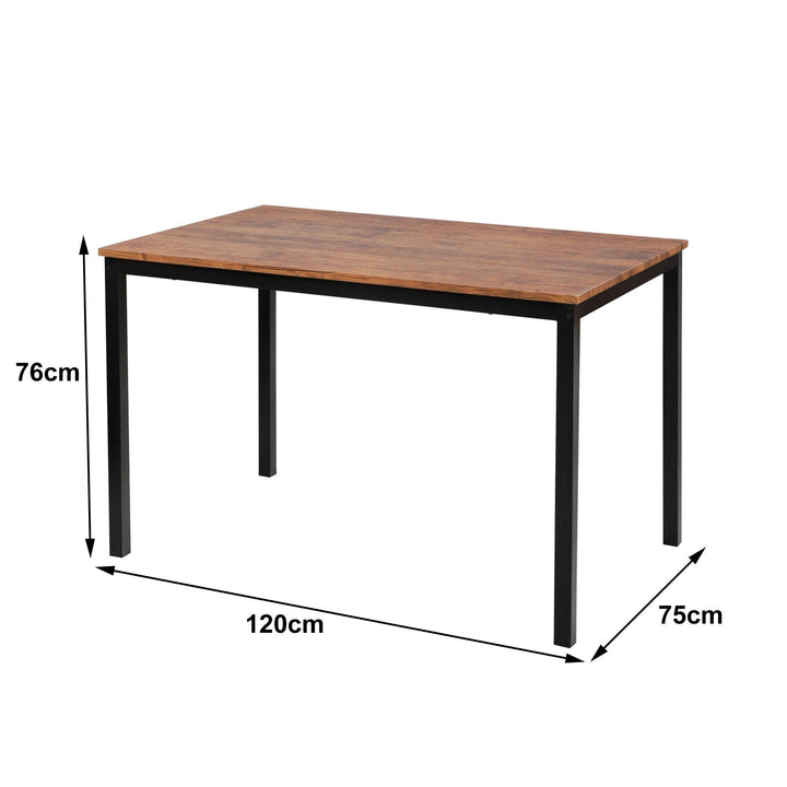 4-person metal and brown wood dining table L120