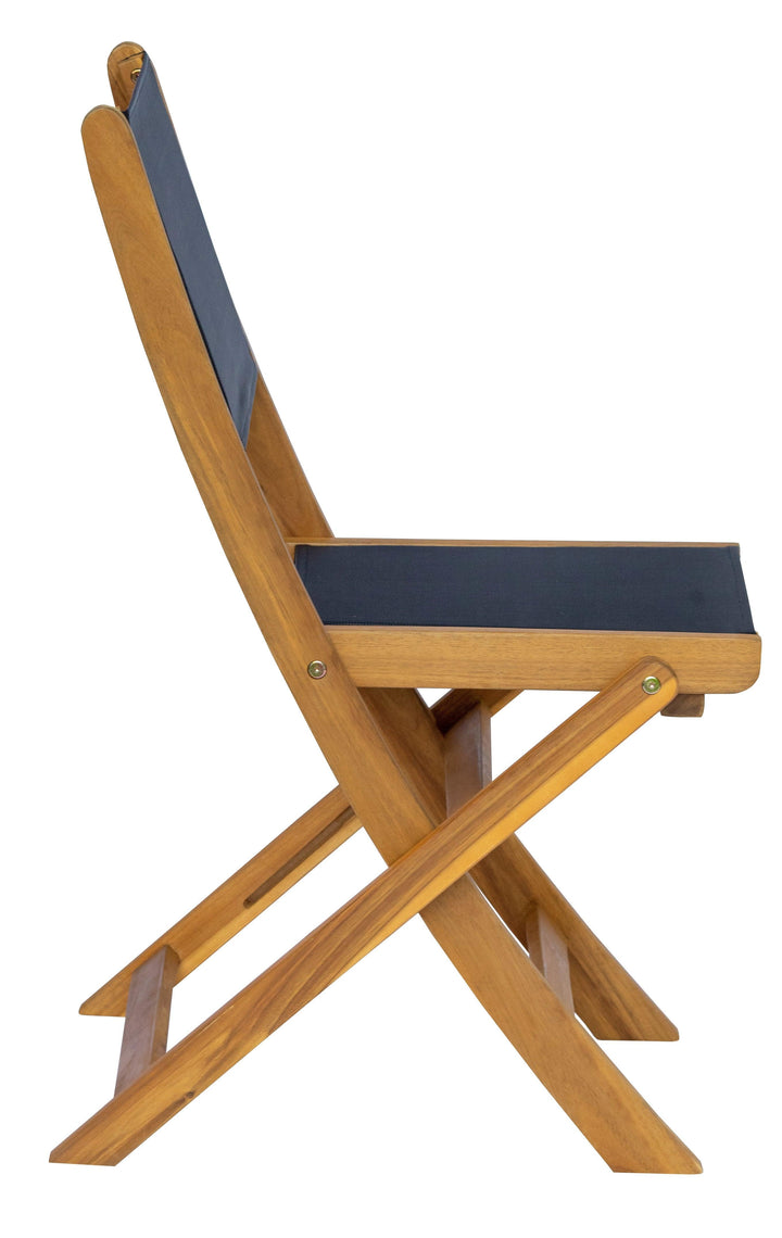 Set of 2 acacia and textilene garden chairs