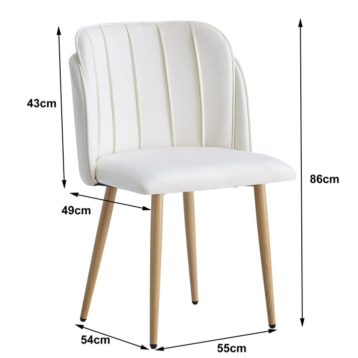 Set of 2 beige fabric and wood-effect metal chairs
