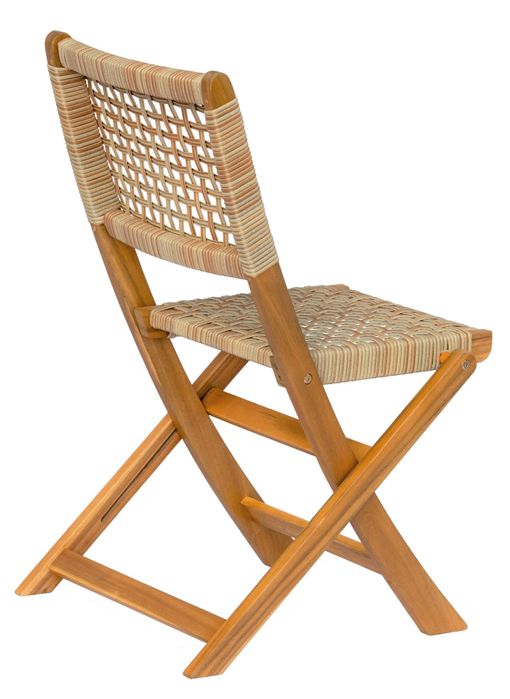 Set of 2 acacia and rope garden chairs