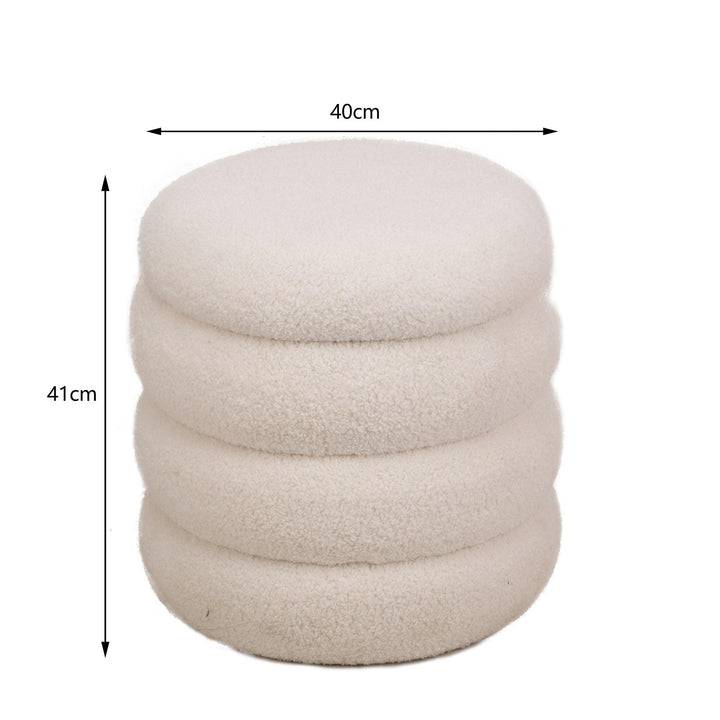 Scandinavian-style pouf with white wool