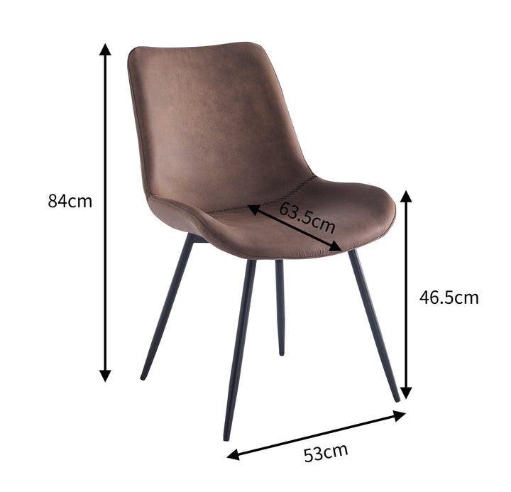 Set of 2 metal and brown imitation chairs